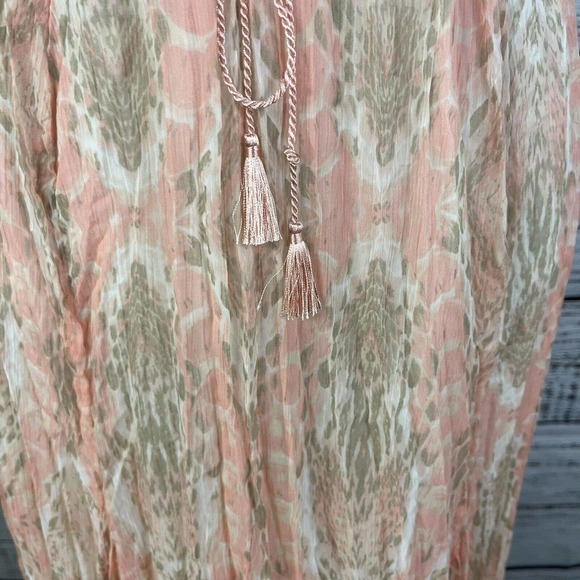 Ruby Rd. Skirt 14 Petite Peach Gray Sheer Pleated Tassels Boho Modest Wedding - Picture 6 of 12